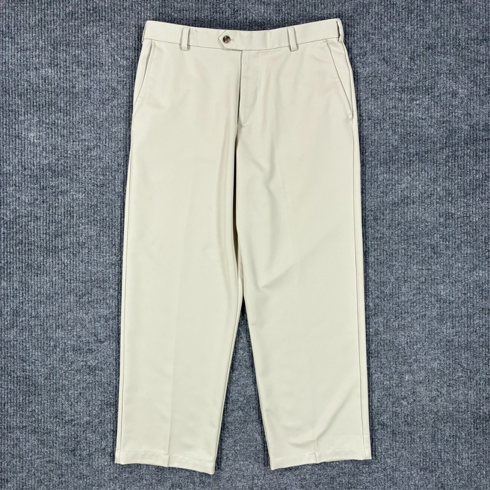 IZOD X-Treme Function Golf Pants Mens 34x30 Beige Performance Flat Front Stretch